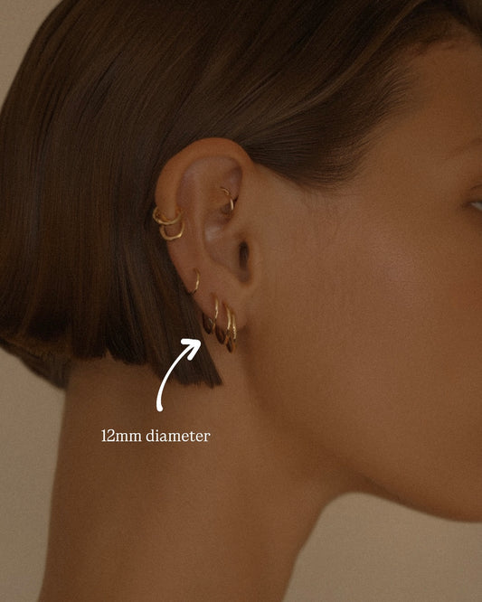 Sleeper Hoop Earrings Close-Up - 14k Gold-Filled | The Littl