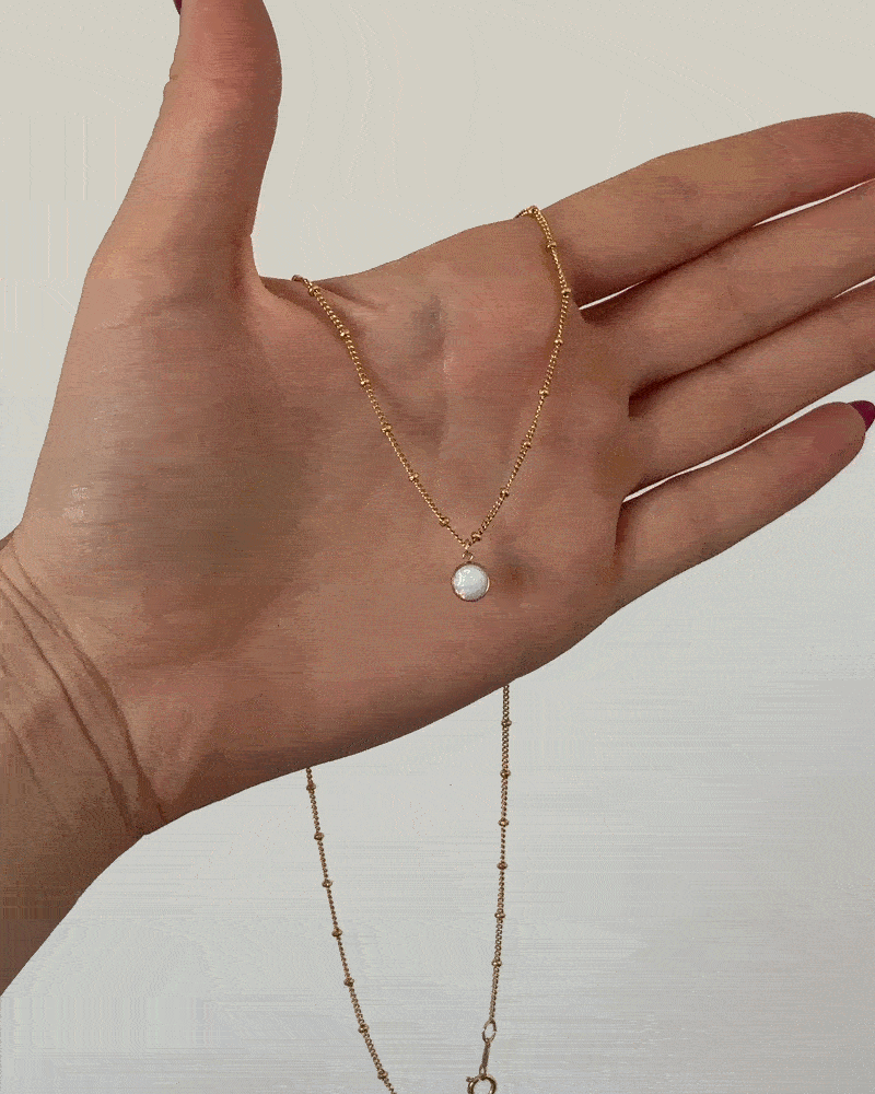 Bello Opal Beaded Curb Chain Necklace - The Littl | Waterproof Gold Jewellery Australia