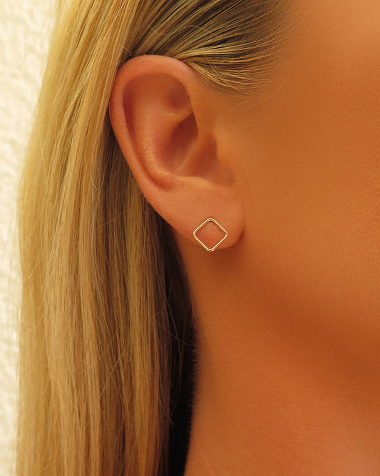 Square Stud Earrings - 14k Yellow Gold Fill