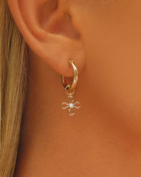 White Flower CZ Thick Hoop Earrings - 14k Gold-Filled | Waterproof & Tarnish-Resistant | The Littl