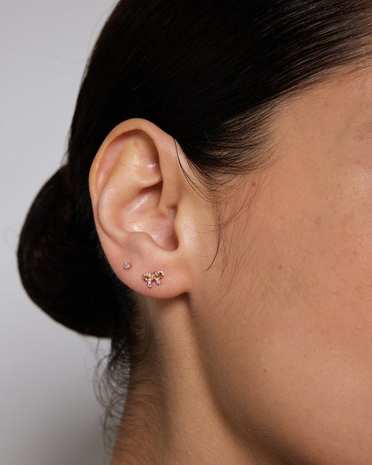 PRE-ORDER: Diamond Bow Flatback Piercing - 14k Solid Gold