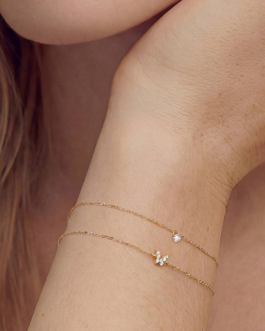 Diamond Butterfly Chain Bracelet - 14k Solid Gold