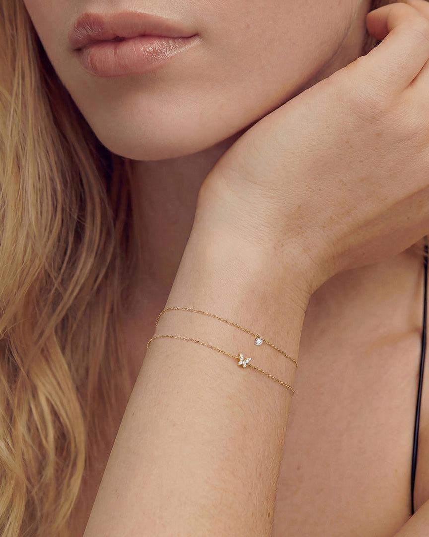 PRE-ORDER: Diamond Butterfly Chain Bracelet - 14k Solid Gold