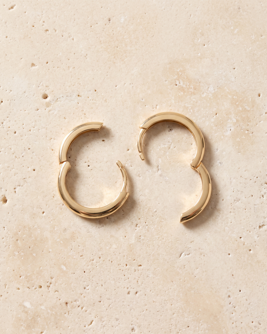 Classic Slim Hoop Earrings - 14k Solid Gold