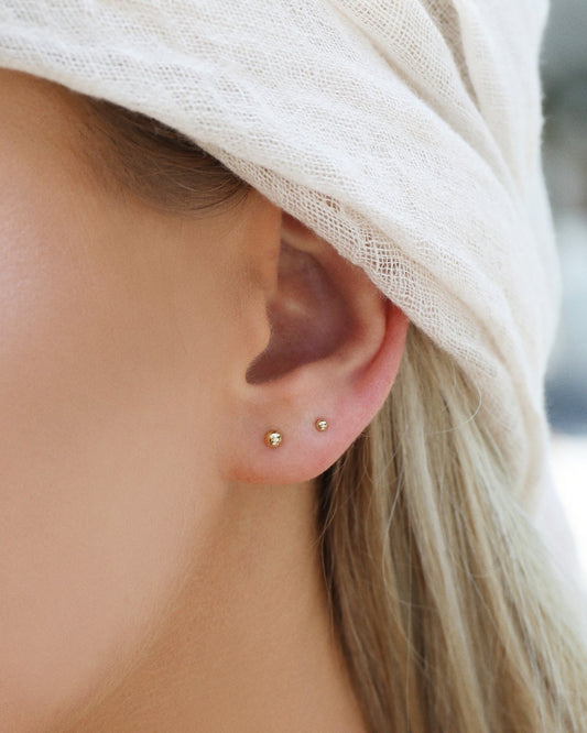 CLASSIC STUD EARRINGS- 14k Gold - The Littl - 14k Yellow Gold Fill - 3mm