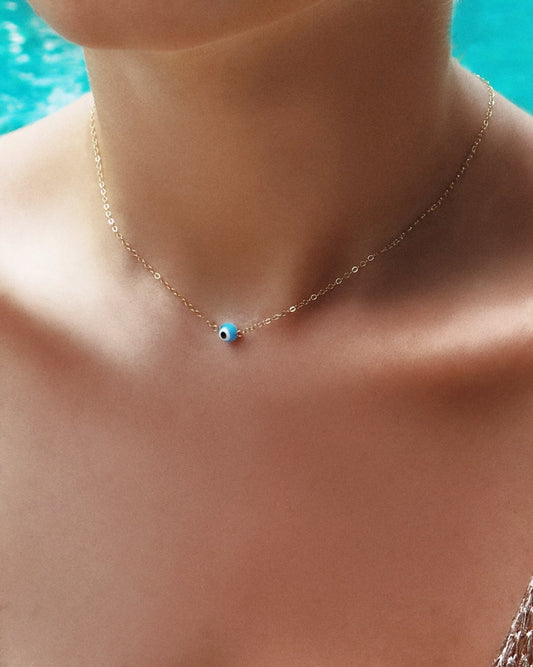 Evil Eye Necklace - 14k Gold-Filled - Hypoallergenic & Waterproof | The Littl