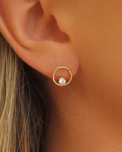 Small CZ Centre Stud Earrings - 14k Gold-Filled | Waterproof & Tarnish-Resistant | The Littl