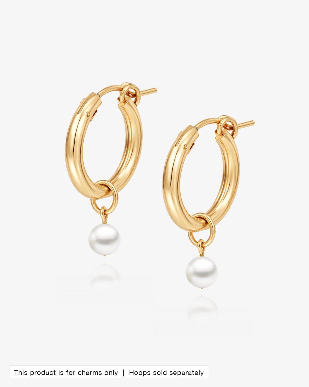 Freshwater Pearl Hoop Earring Charms shown on Thick Hoop Earrings (hoops sold separately) | The Littl
