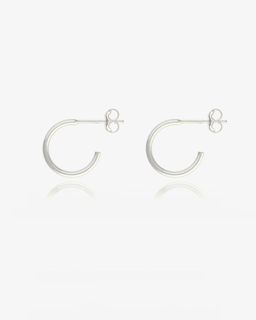 12mm Open Hoop Stud Earrings - Sterling Silver
