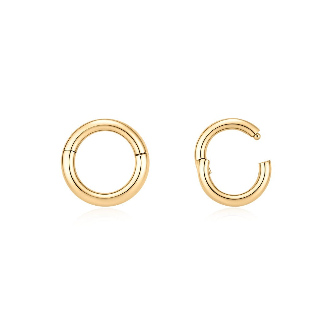 11mm smooth gold clicker hoop in 14k solid gold