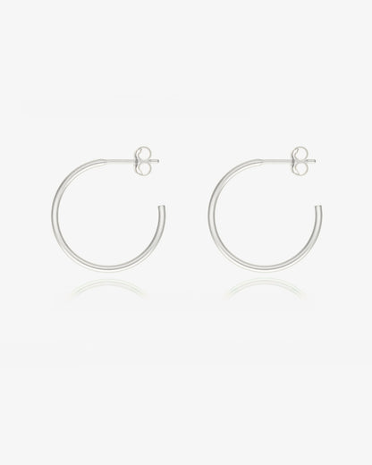 20mm Open Hoop Stud Earrings - Sterling Silver
