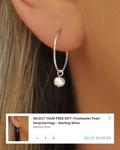 SELECT YOUR FREE GIFT: Freshwater Pearl Hoop Earrings - Sterling Silver | Waterproof & Tarnish-Resistant | The Littl