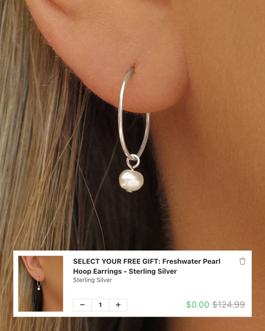 SELECT YOUR FREE GIFT: Freshwater Pearl Hoop Earrings - Sterling Silver