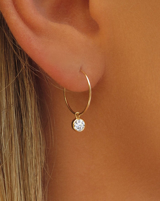 White CZ Hoop Earrings