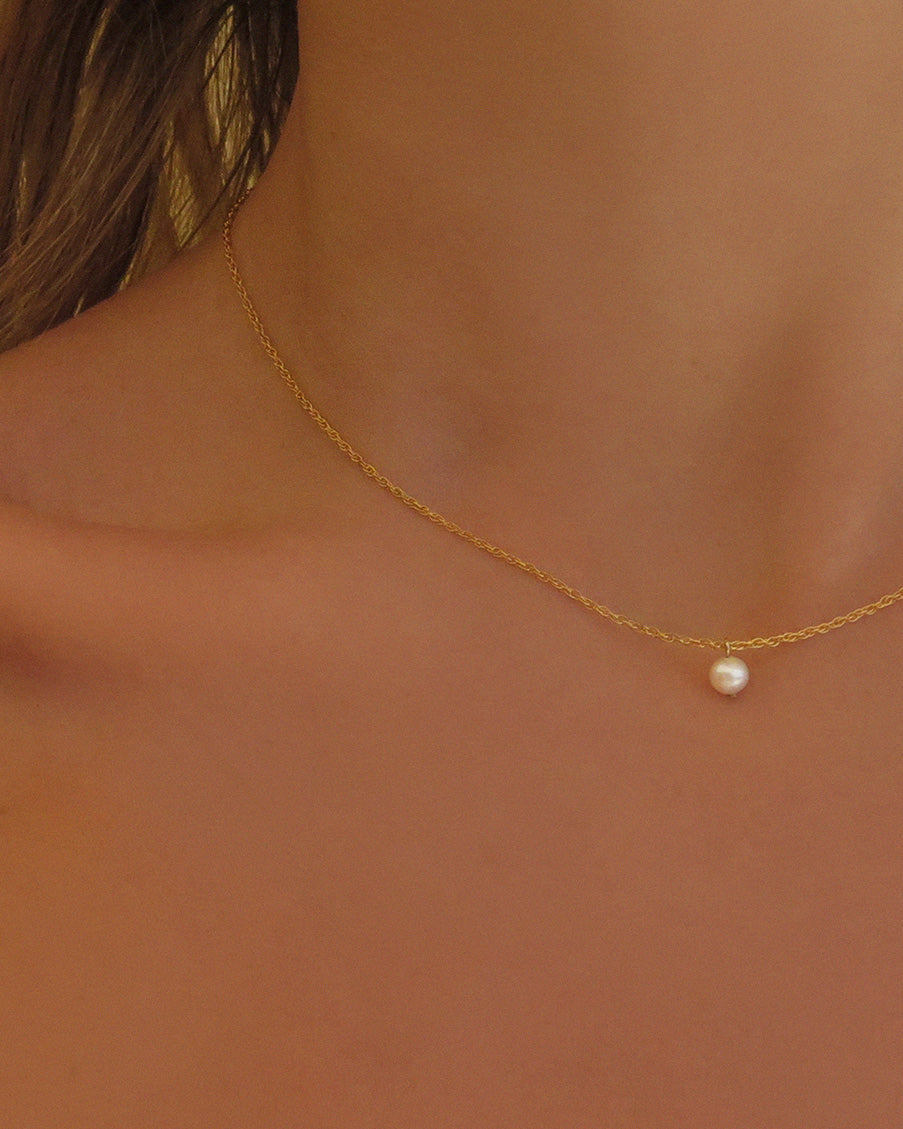 Freshwater Pearl Rope Chain Necklace - 14k Yellow Gold Fill