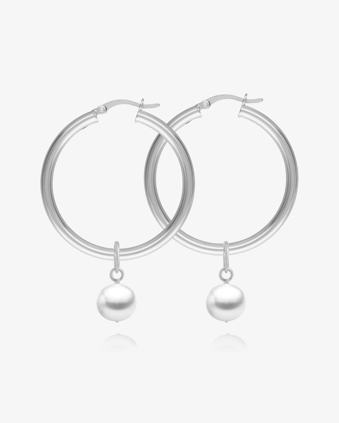 Pearl Hoop Earrings - Sterling Silver - Waterproof & Tarnish-Resistant | The Littl