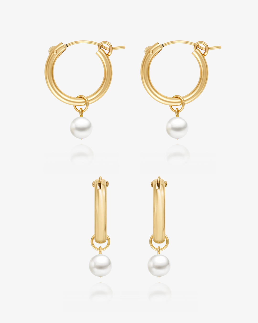 Freshwater Pearl Thick Hoop Earrings - 14k Gold-Filled - Australian Jewellery | The Littl