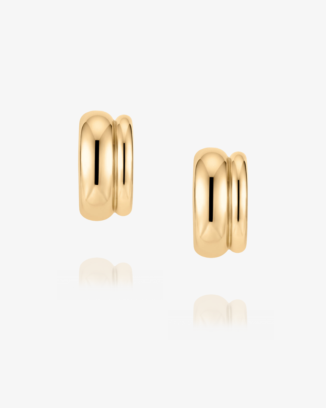 PRE-ORDER: Double Band Rounded Huggie Hoop Earrings - 14k Solid Gold