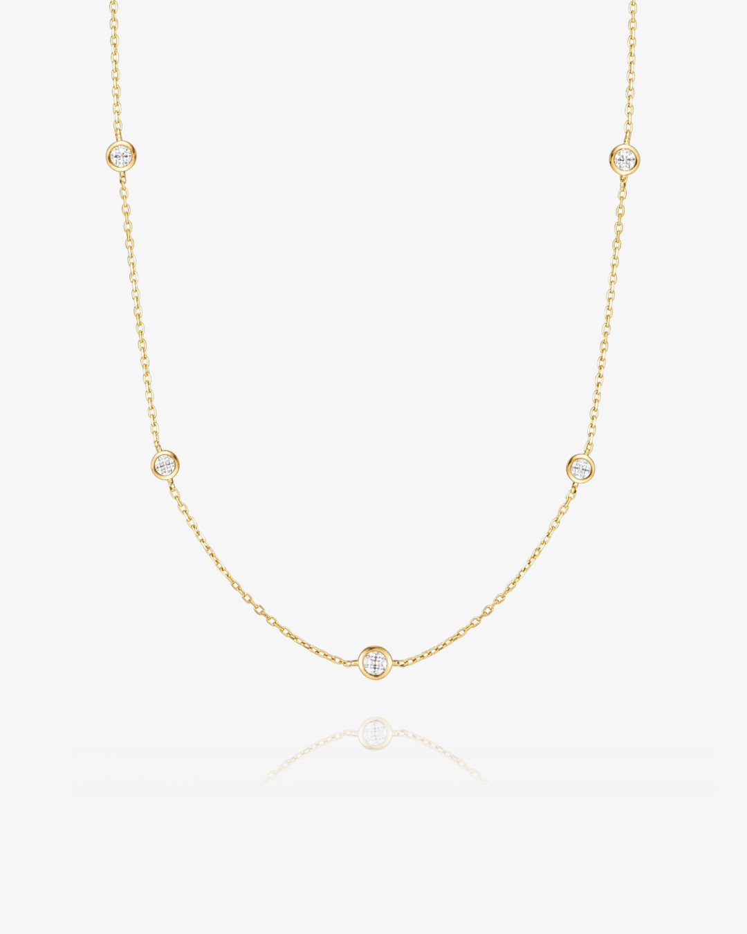 PRE-ORDER: Lab Grown Diamond Station Necklace - 14k Solid Gold