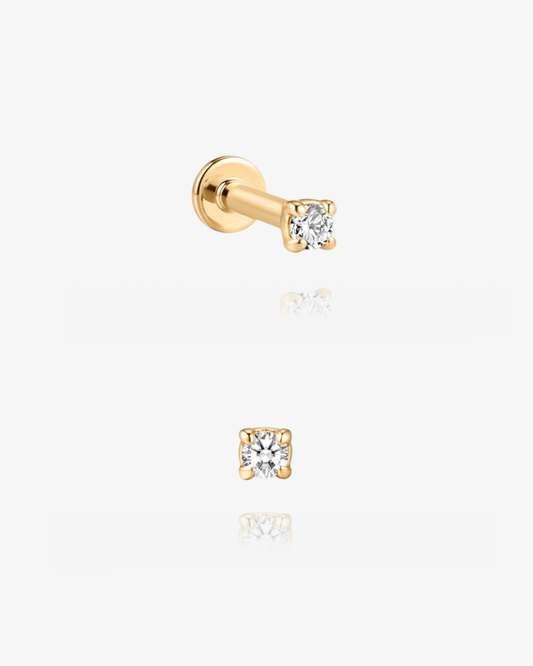 PRE-ORDER: Classic Round Diamond Flatback Piercing - 14k Solid Gold