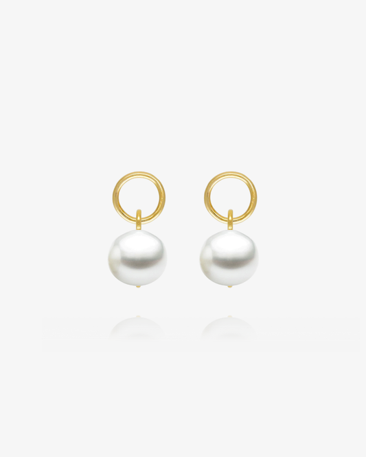 Freshwater Pearl Hoop Earring Charms - Pair - 14k Gold-Filled | The Littl