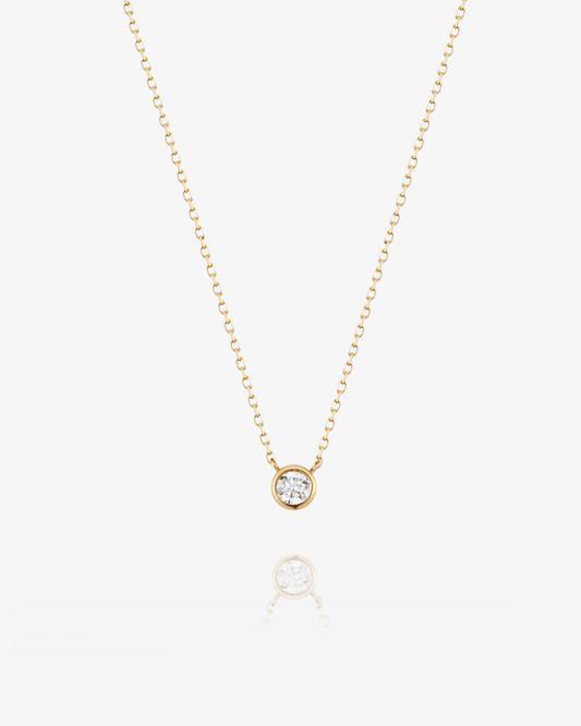 PRE-ORDER: 3mm Lab-Grown Diamond Bezel Necklace - 14k Solid Gold