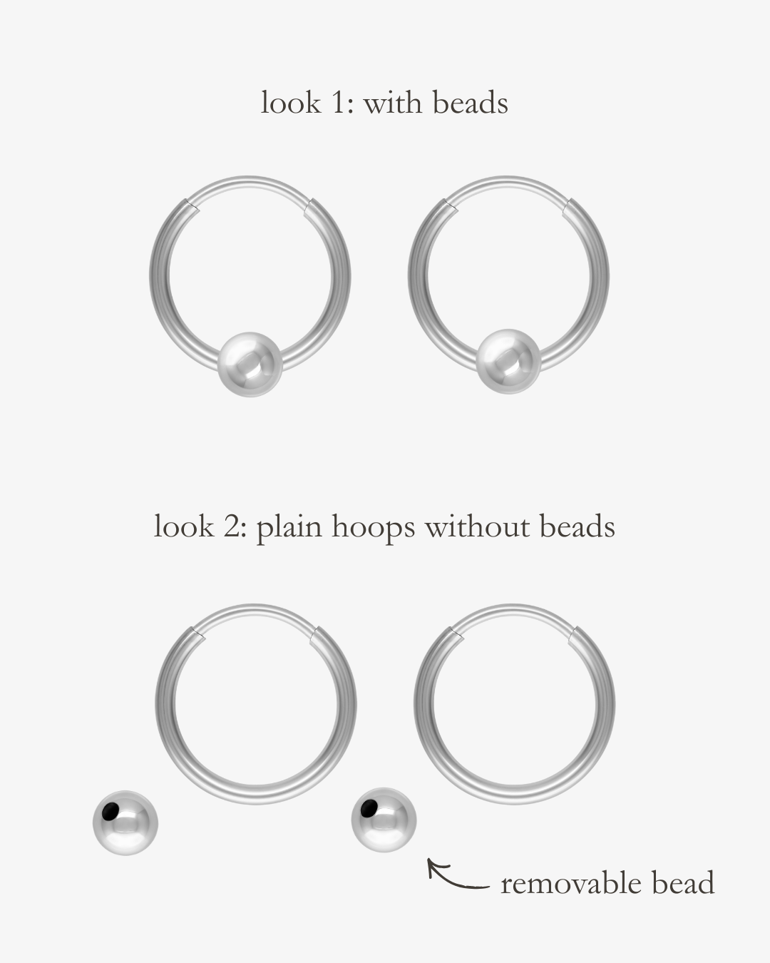 Sleeper Bead Hoop Earrings - Sterling Silver