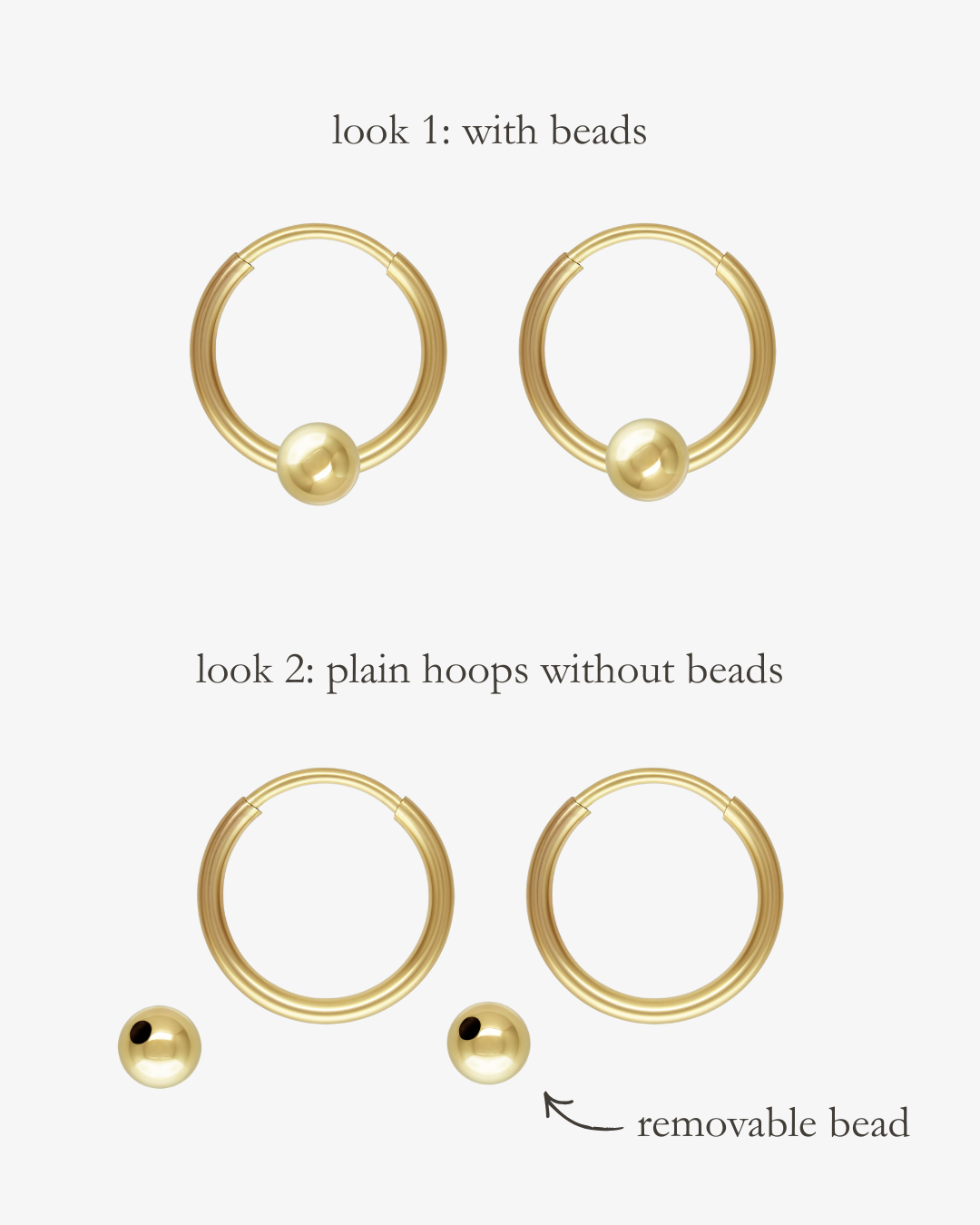 Sleeper Bead Hoop Earrings Close-Up - 14k Gold-Filled | The Littl