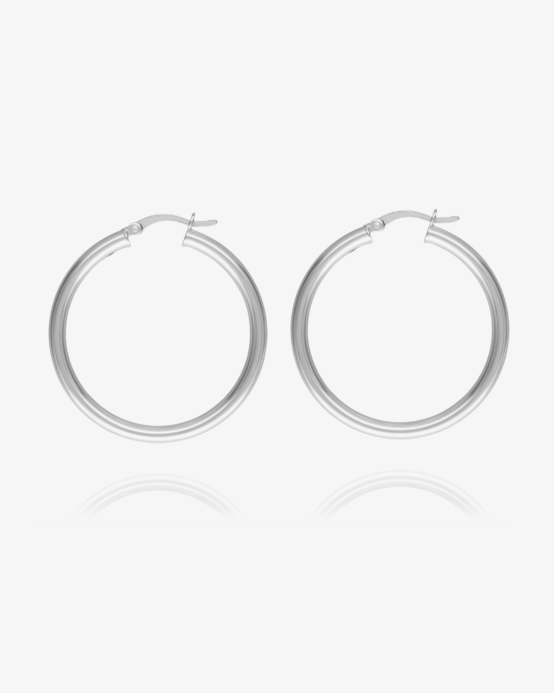 Large Thick Hoop Earrings - Sterling Silver