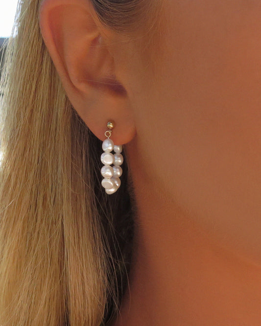 Freshwater Pearl Beaded Hoop Earrings - 14k Yellow Gold Fill