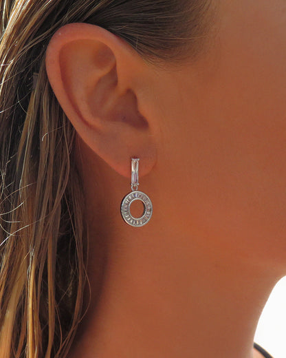 CZ Circle Drop Stud Earrings - Sterling Silver - The Littl | Waterproof Gold Jewellery Australia