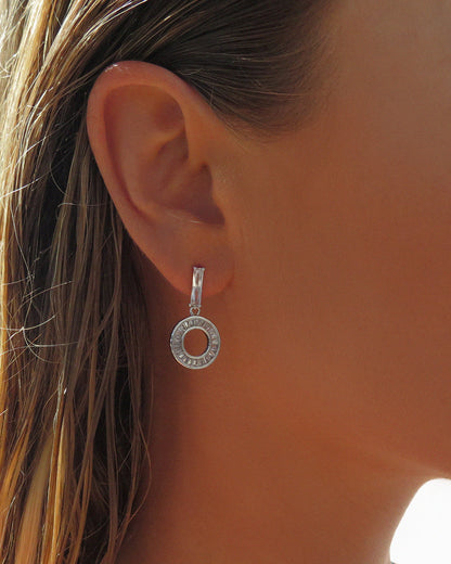 CZ Circle Drop Stud Earrings - Sterling Silver - The Littl | Waterproof Gold Jewellery Australia