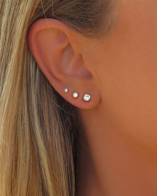 CZ Stud Earrings - 14k Yellow Gold Fill