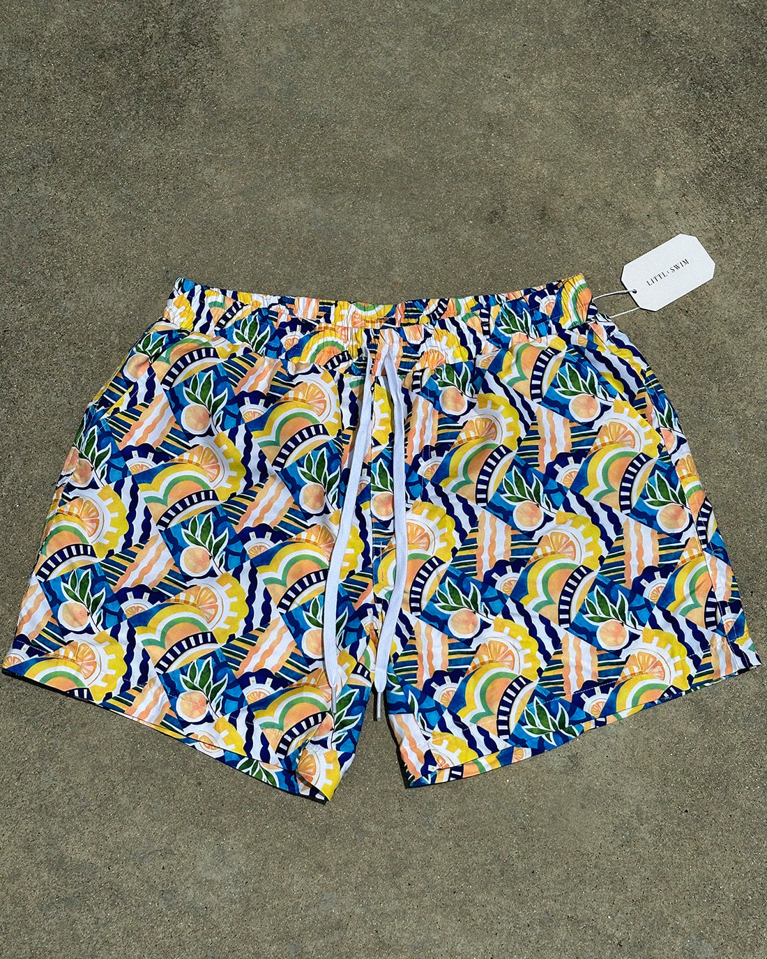 Swell Swim Shorts - Positano - Side View | The Littl