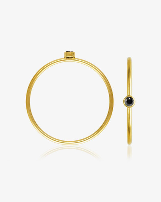 Black CZ Ring - 14k Yellow Gold Fill