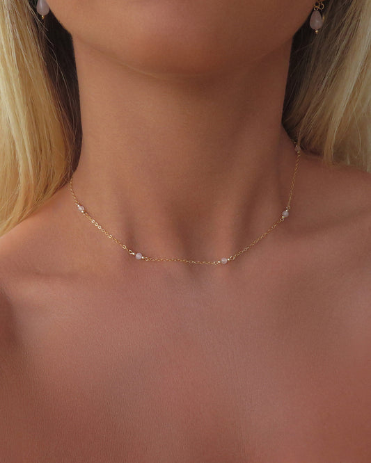 Five Rose Quartz Necklace