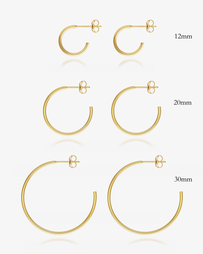 12Mm Gold Hoop Earrings - 14k Gold-Filled - Waterproof & Tarnish-Resistant | The Littl