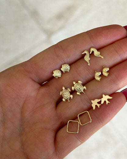 Square Stud Earrings - 14k Yellow Gold Fill - Waterproof & Tarnish-Resistant | The Littl