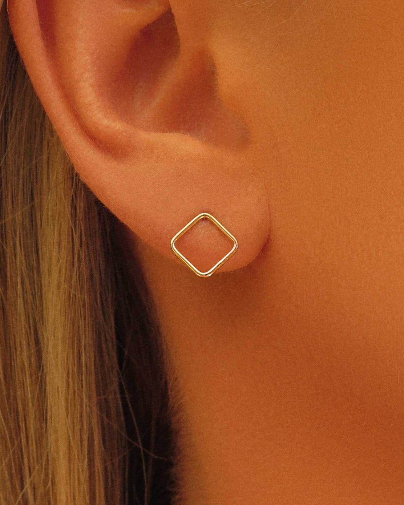 Square Stud Earrings - 14k Yellow Gold Fill