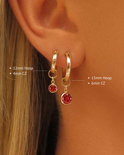 Ruby CZ Thick Hoop Earrings - Everyday Earrings - 14k Gold-Filled | The Littl Australia