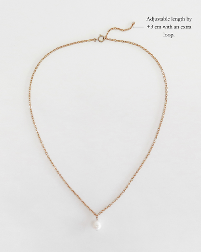 Small Freshwater Pearl Necklace - 14k Rose Gold-Filled - On Model | The Littl
