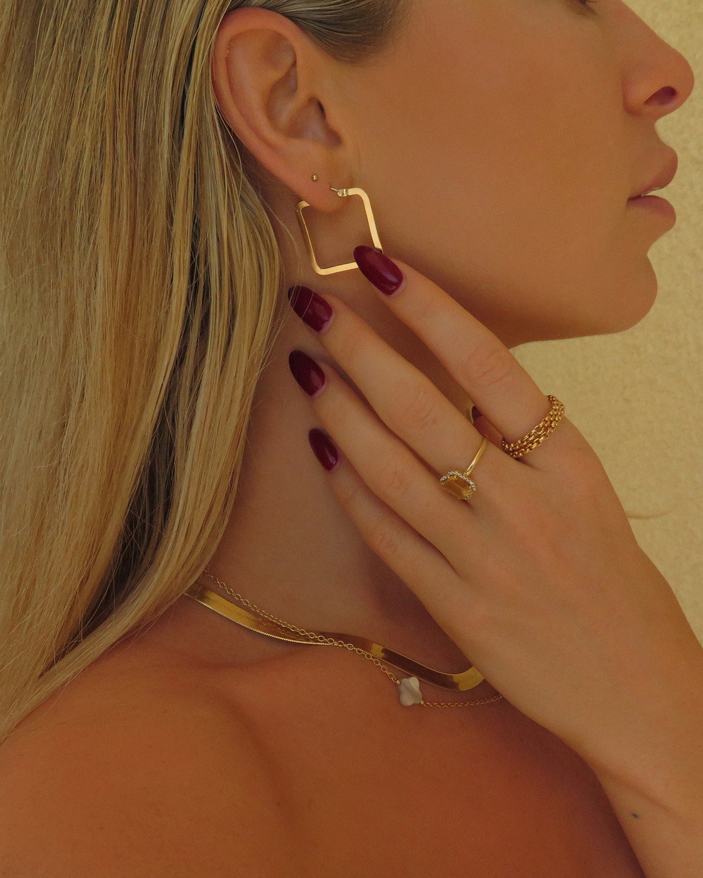 Square Hoop Earrings - 14k Yellow Gold Fill