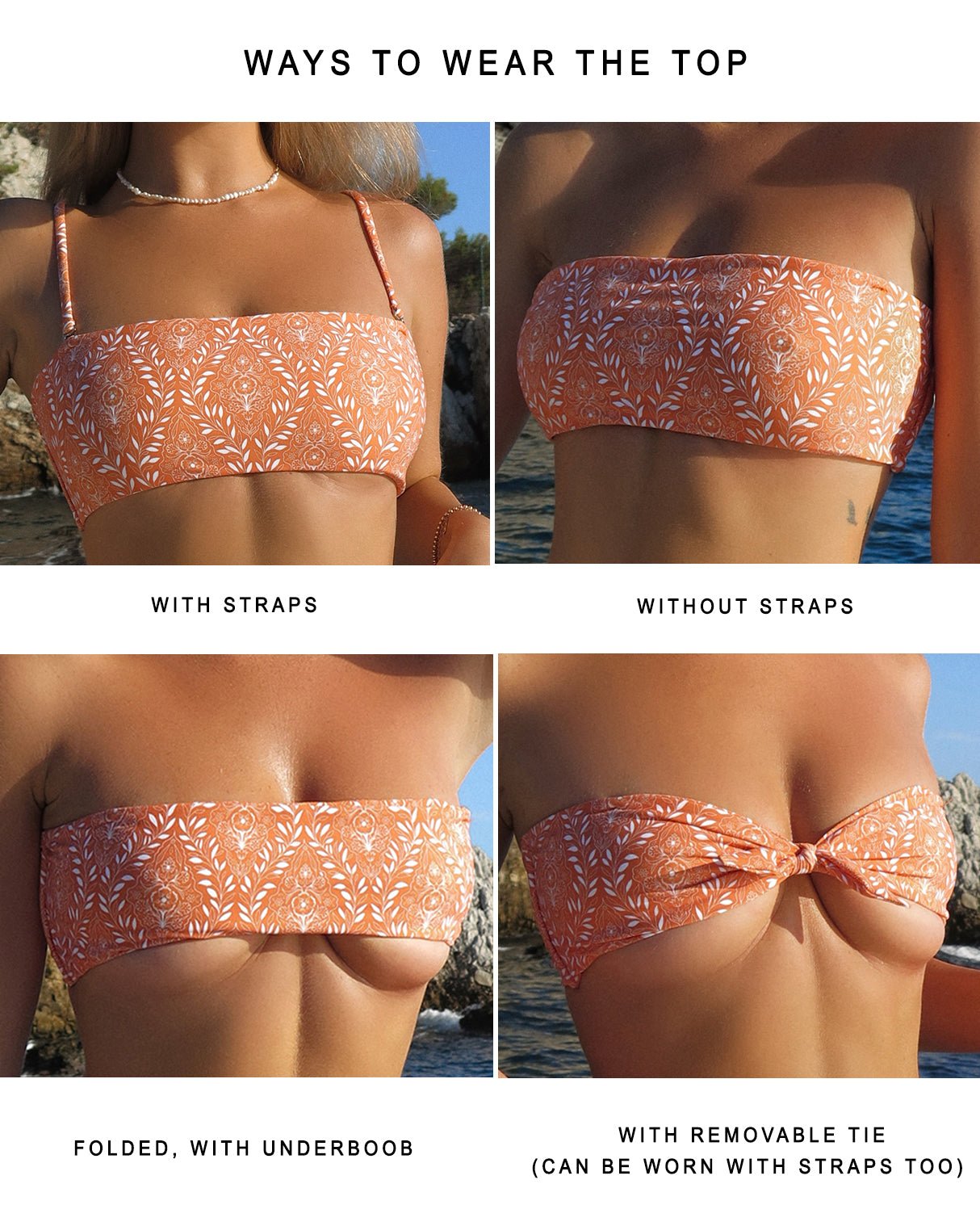 Authentic Bikini Top - Tangerine - On Model - Waterproof | The Littl
