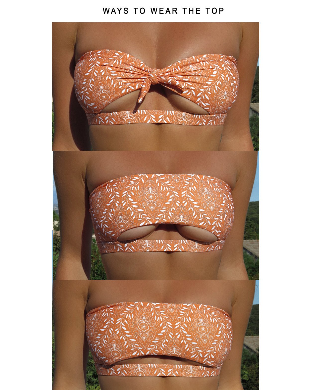 Fierce Bikini Top - Tangerine - On Model - Waterproof | The Littl