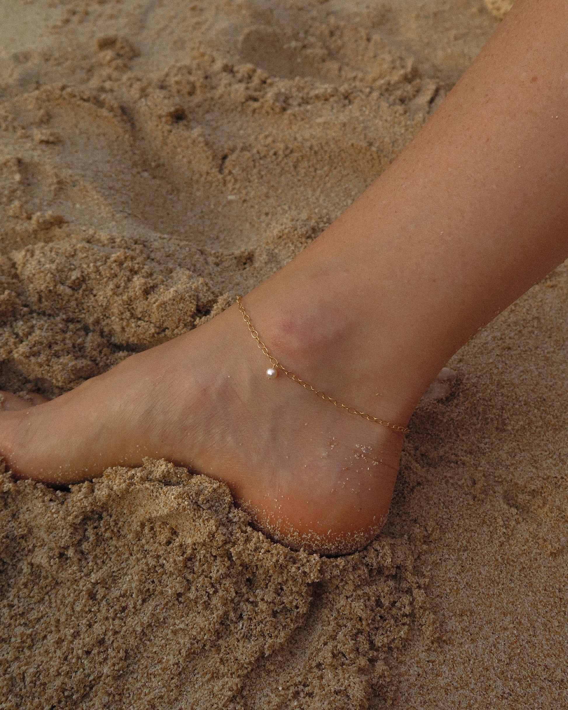 Freshwater Pearl Chain Anklet - Everyday Anklets - 14k Gold-Filled | The Littl Australia