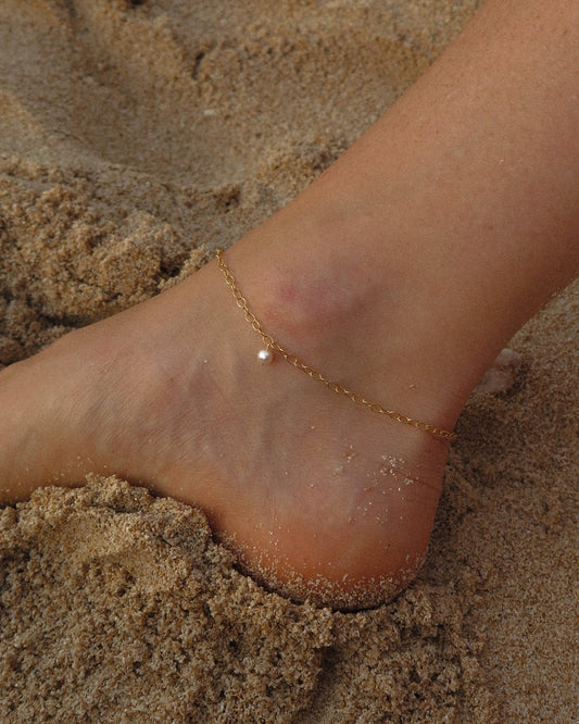 Freshwater Pearl Chain Anklet - 14k Gold-Filled | Waterproof & Tarnish-Resistant | The Littl