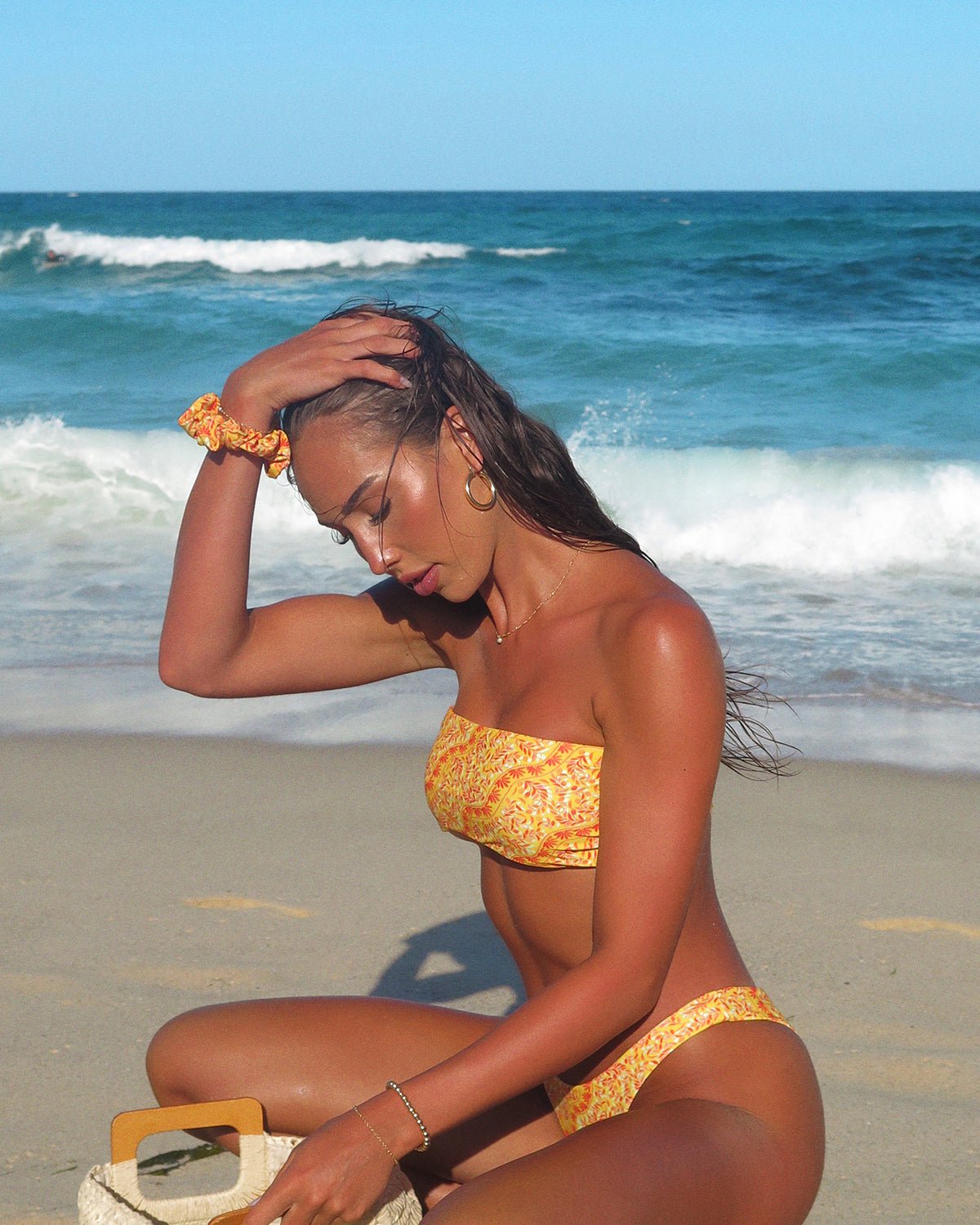 Grace Bikini Top - Spicy Olive - On Model | The Littl Australia