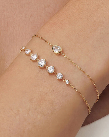 PRE-ORDER: Lab-Grown Pear Diamond Bezel Bracelet - 14k Solid Gold