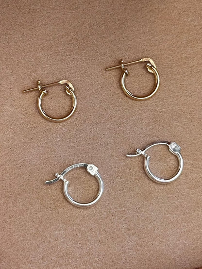 Mini Hoop Earrings in 14k Gold Fill and Sterling Silver - The Littl
