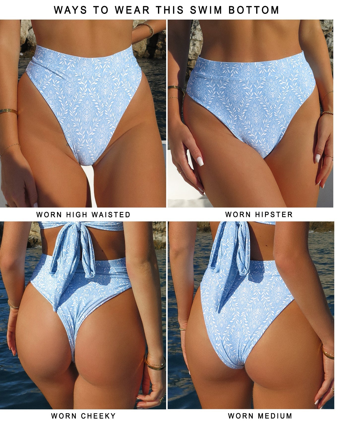Passionate Bikini Bottom - Azure - Worn - Waterproof | The Littl